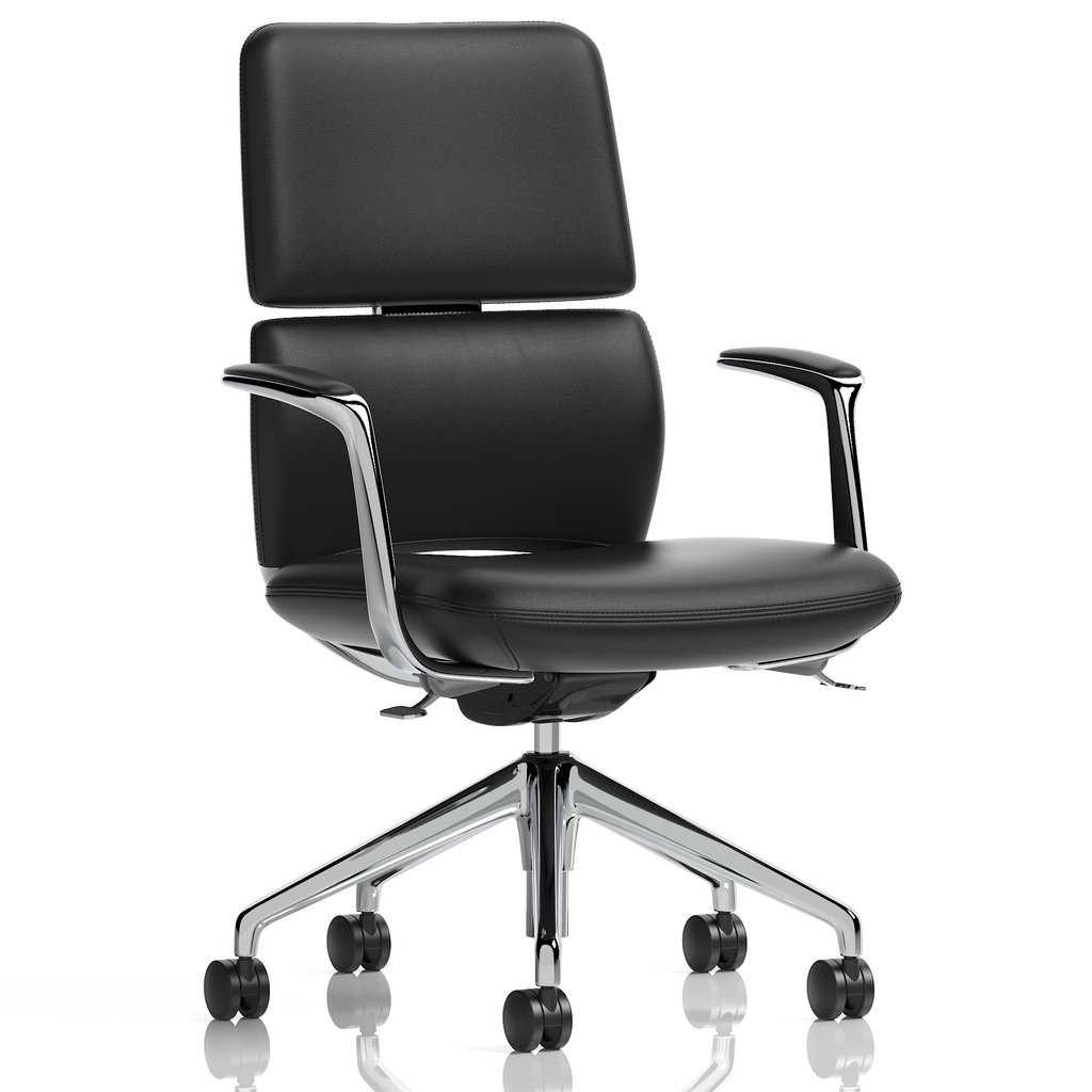 Black office chair with arms on a white background