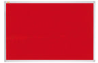 Red bulletin board with a silver frame on a white background