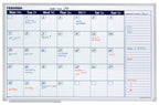 Calendar with handwritten notes and events on a whiteboard