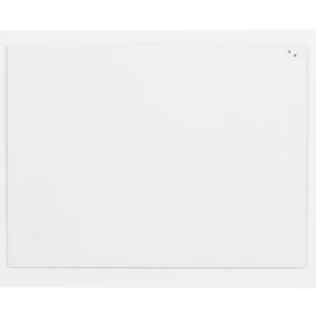 White rectangular magnetic glass board with a white background
