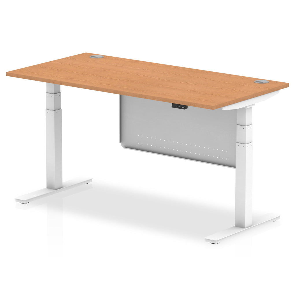 Air Height Adjustable Desk with Cable Ports & Steel Modesty Panel – Sit-Stand Workstation