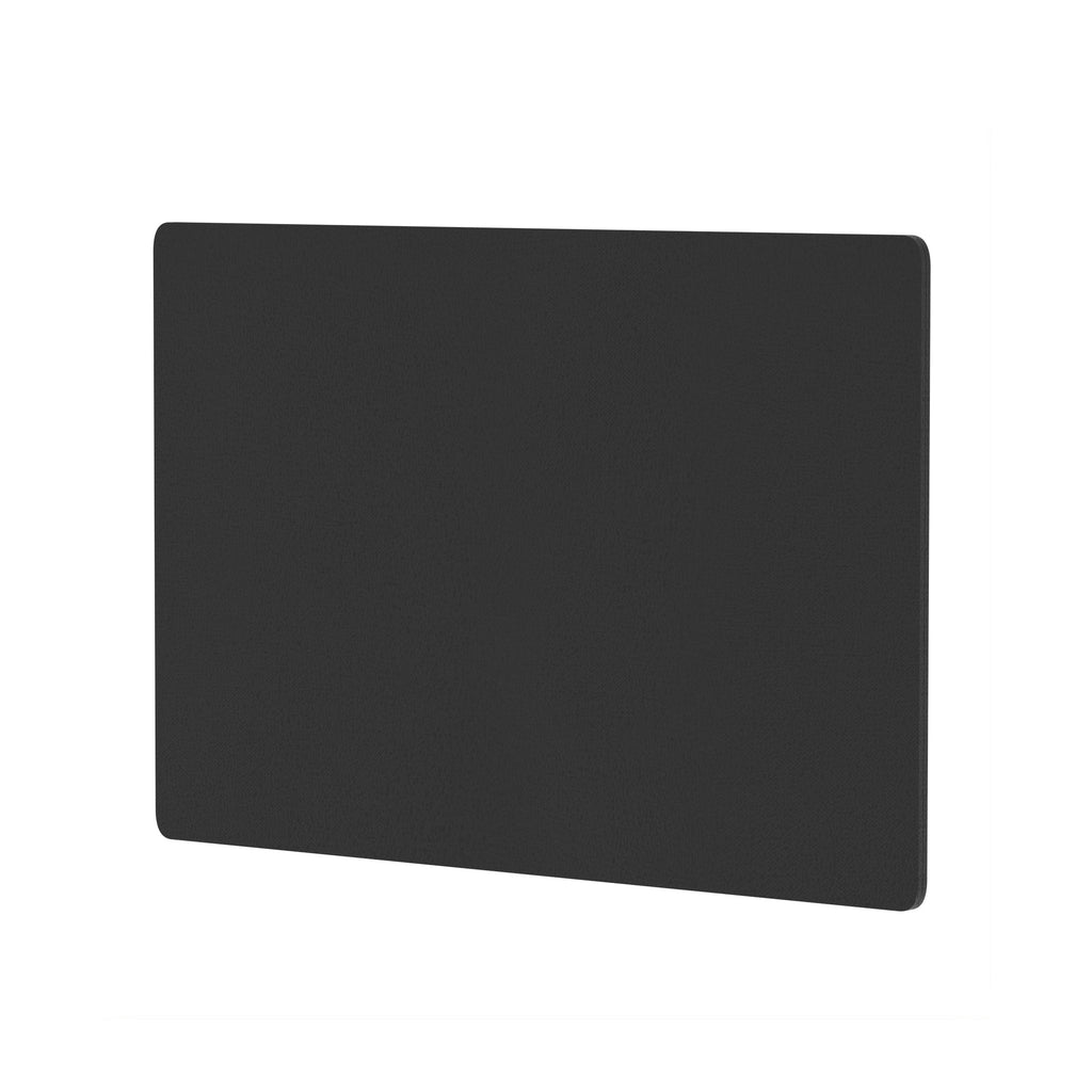 Black rectangular desk screen on a white background