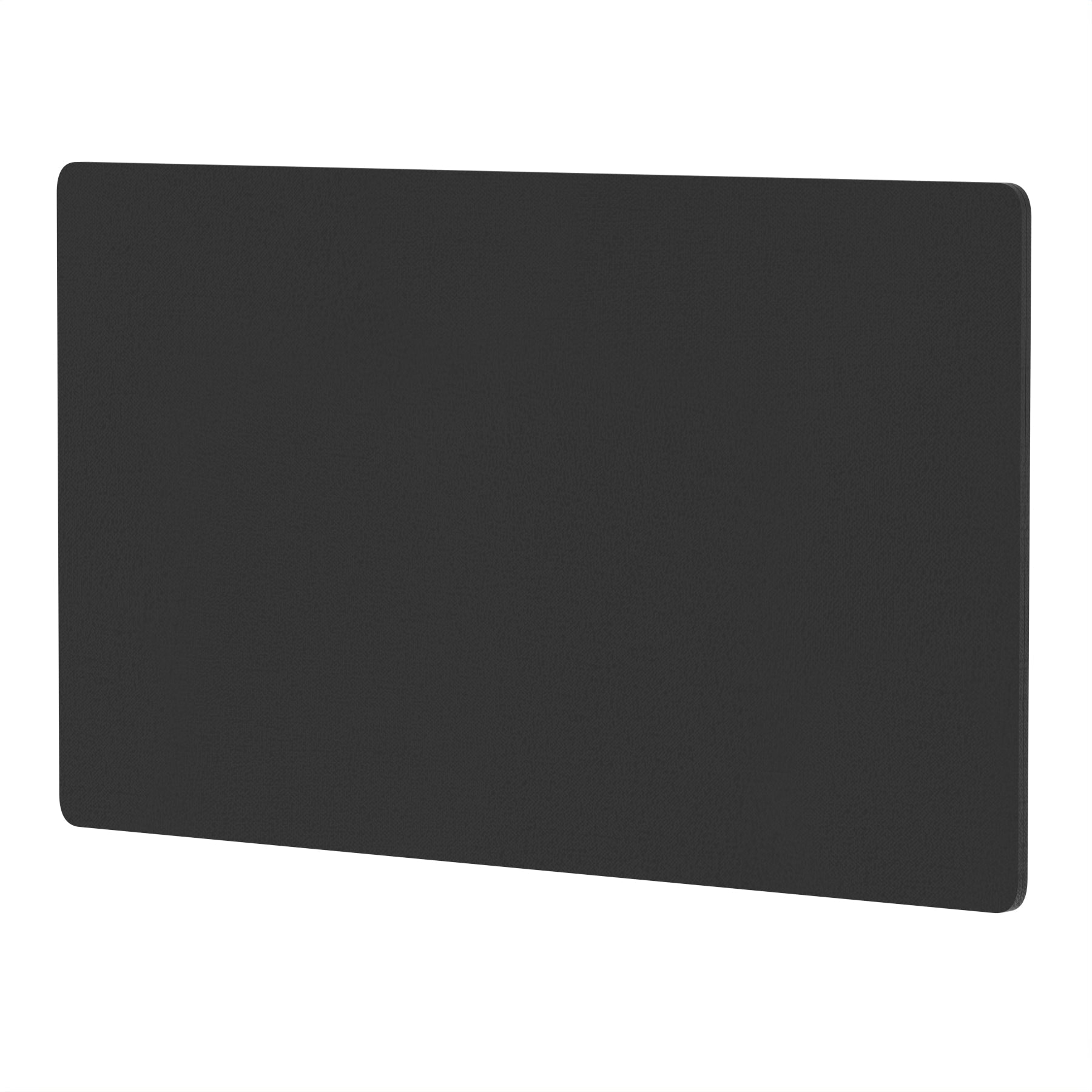 Black rectangular desk screen on a white background