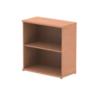 Wood-effect bookshelf with one shelf on a white background
