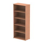 Wood-effect bookshelf with four shelves on a white background