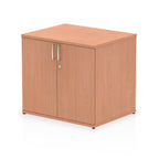 Wood-effect cabinet with two doors on a white background