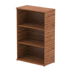 Wood-effect bookshelf with two shelves on a white background