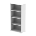 White bookshelf with three shelves on a white background