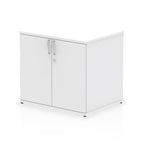 White storage cabinet with two doors on a white background