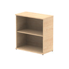 Wood-effect bookshelf with one shelf on a white background