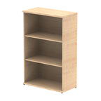 Wood-effect bookshelf with two shelves on a white background
