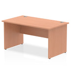 Wood-effect office desk on a white background