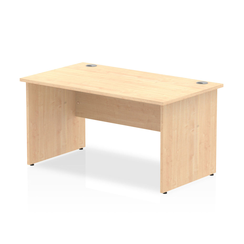 Wood-effect office desk on a white background