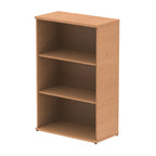 Wood-effect bookshelf with two shelves on a white background