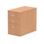Wood-effect file cabinet with three drawers on a white background