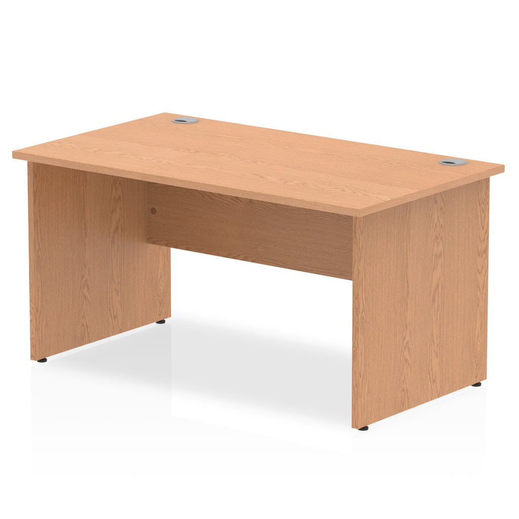 Wood-effect office desk on a white background