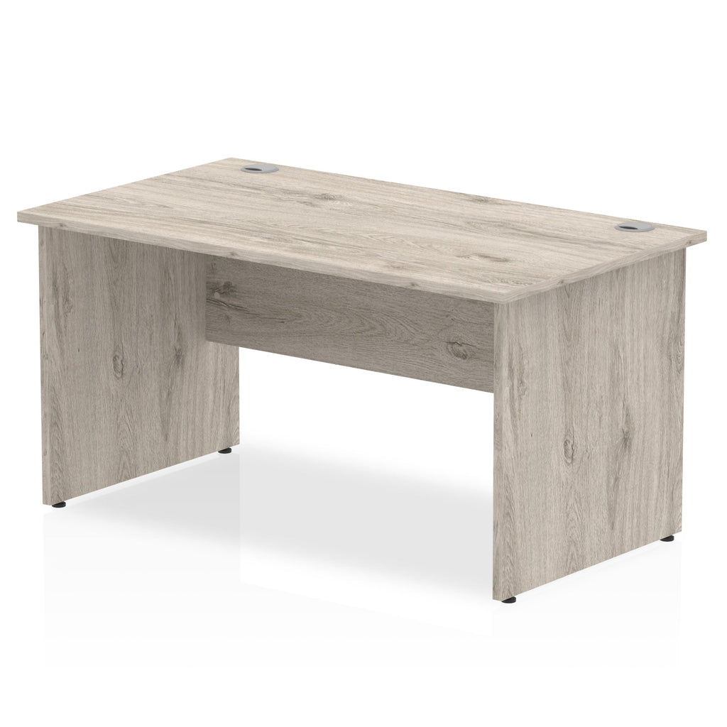 Wood-effect office desk on a white background