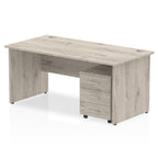 Bundle wood-effect office desk with a mobile 3-drawer pedestal on a white background