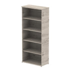Wood-effect bookshelf with four shelves on a white background