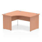Wood-effect L-shaped desk on a white background