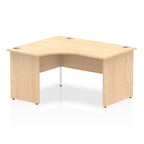 Wood-effect L-shaped desk on a white background