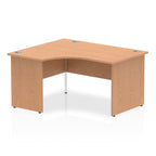 Wood-effect L-shaped desk on a white background