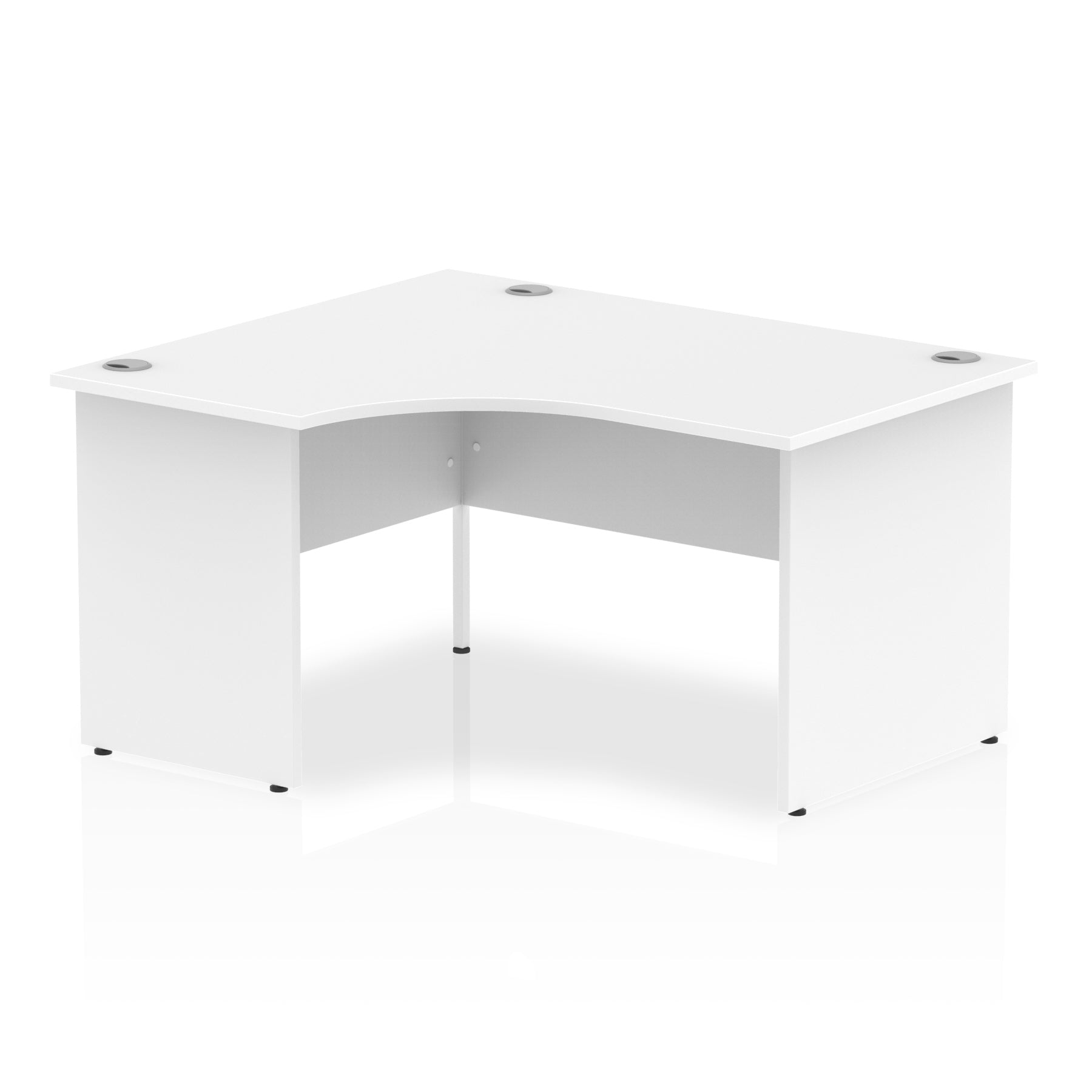White L-shaped desk on a white background
