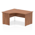 Wood-effect L-shaped desk on a white background