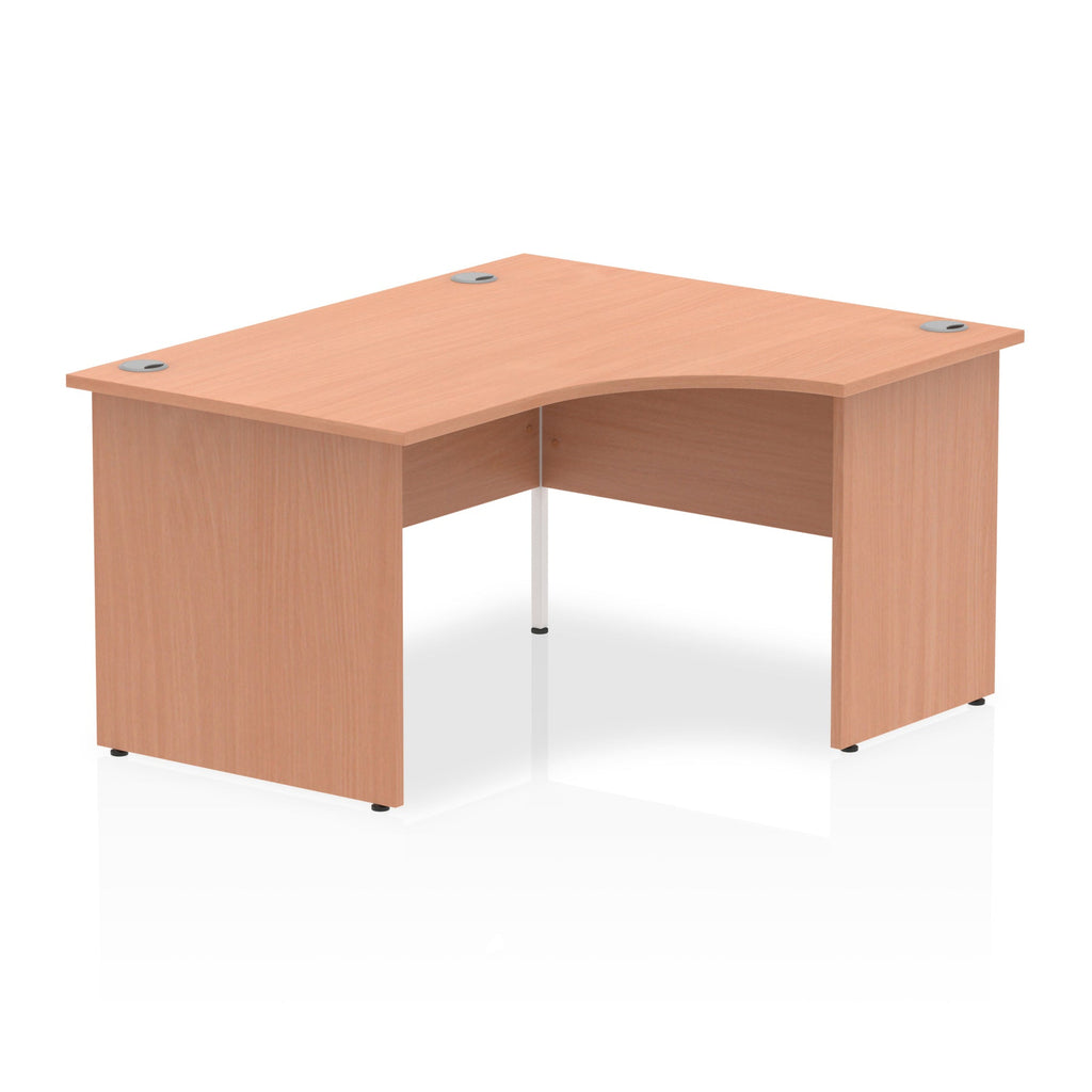 Wood-effect L-shaped desk on a white background