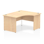 Wood-effect L-shaped desk on a white background