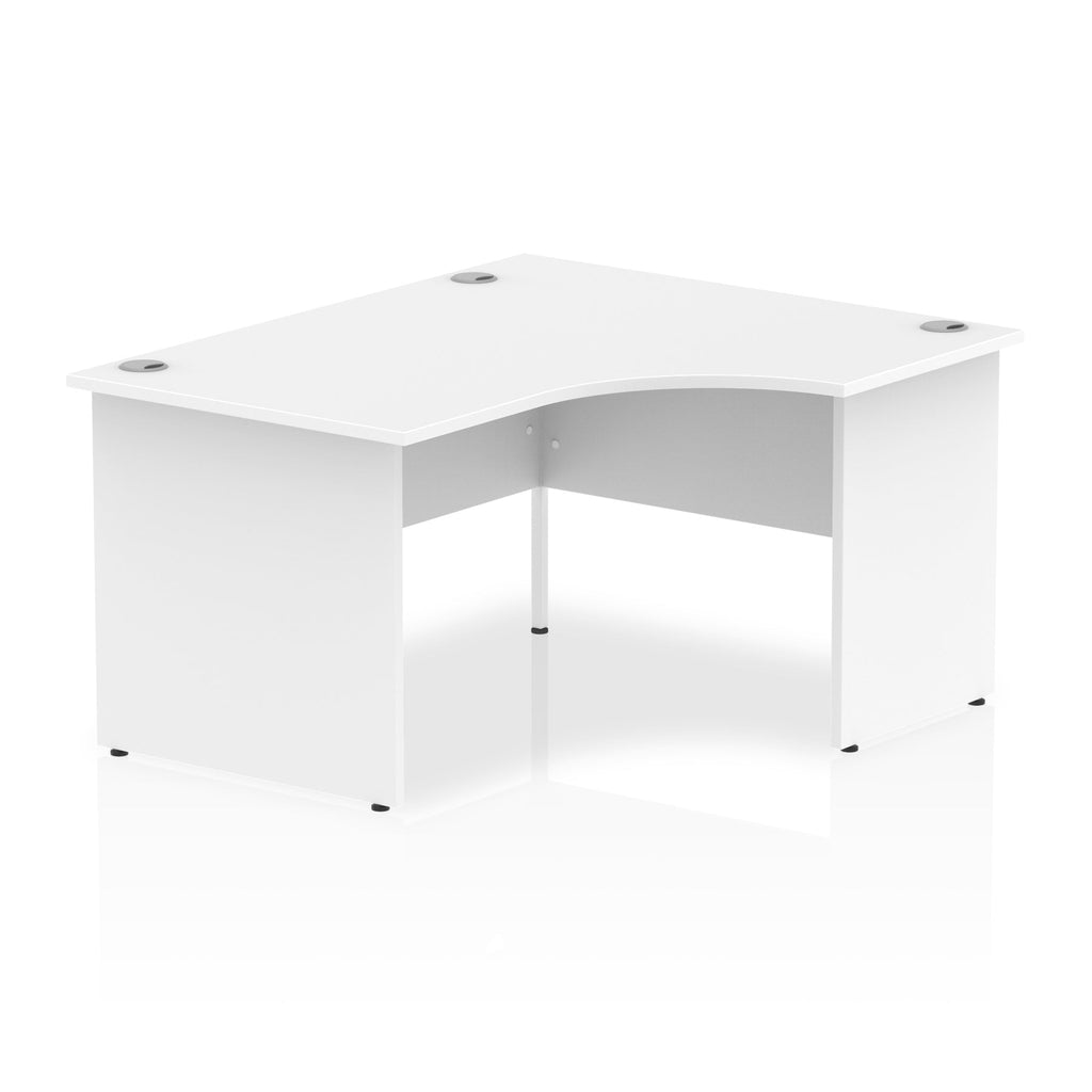 White L-shaped desk on a white background