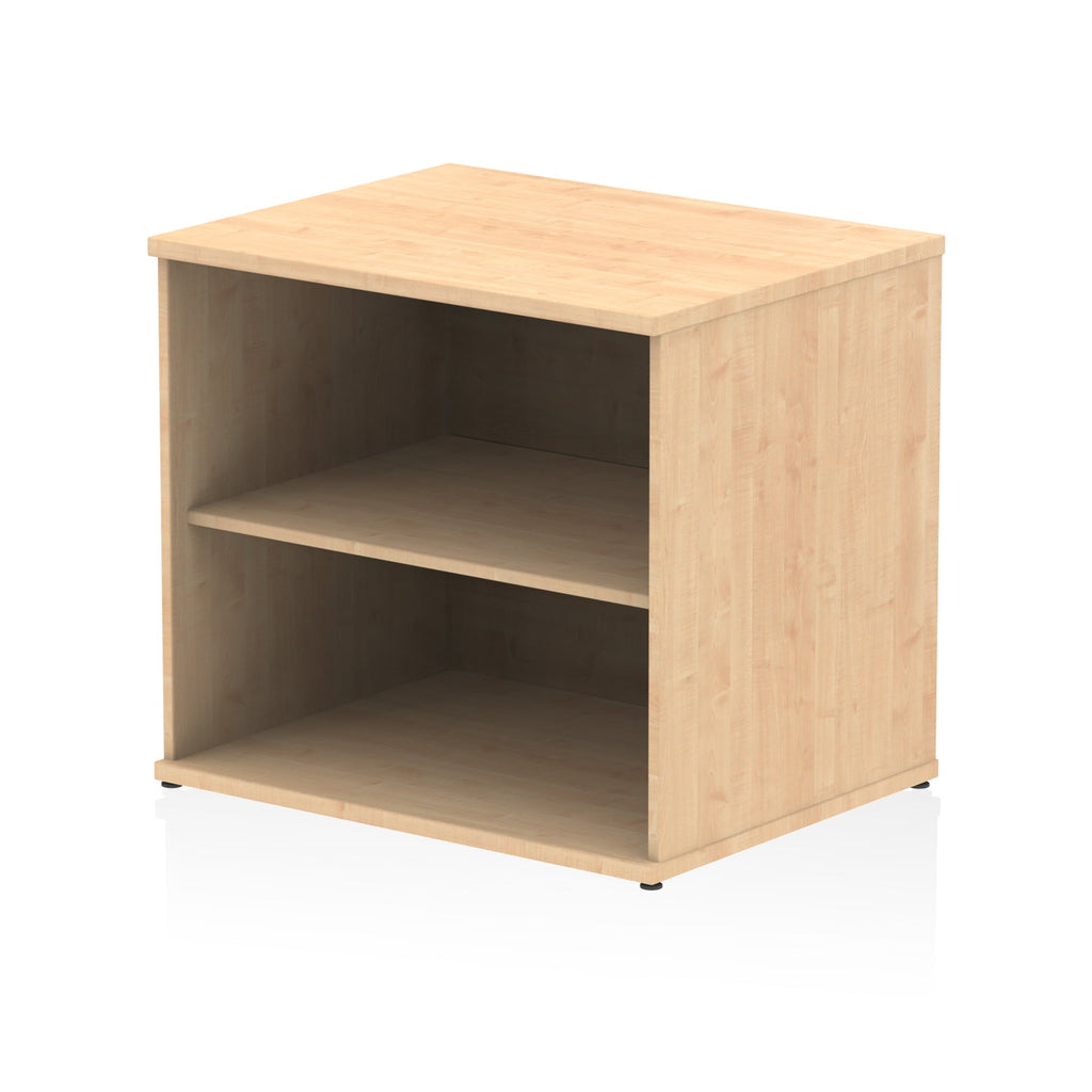 One shelf wood-effect bookcase on a white background