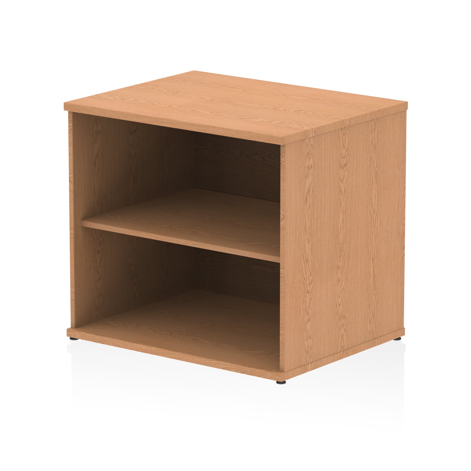 One shelf wood-effect bookcase on a white background