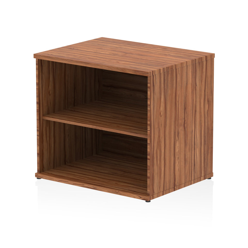 One shelf wood-effect bookcase on a white background