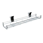 Chrome cable basket with hooks on a white background