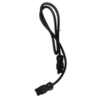 Black electrical cable with plug on a white background