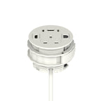 White round electrical plug on a white background
