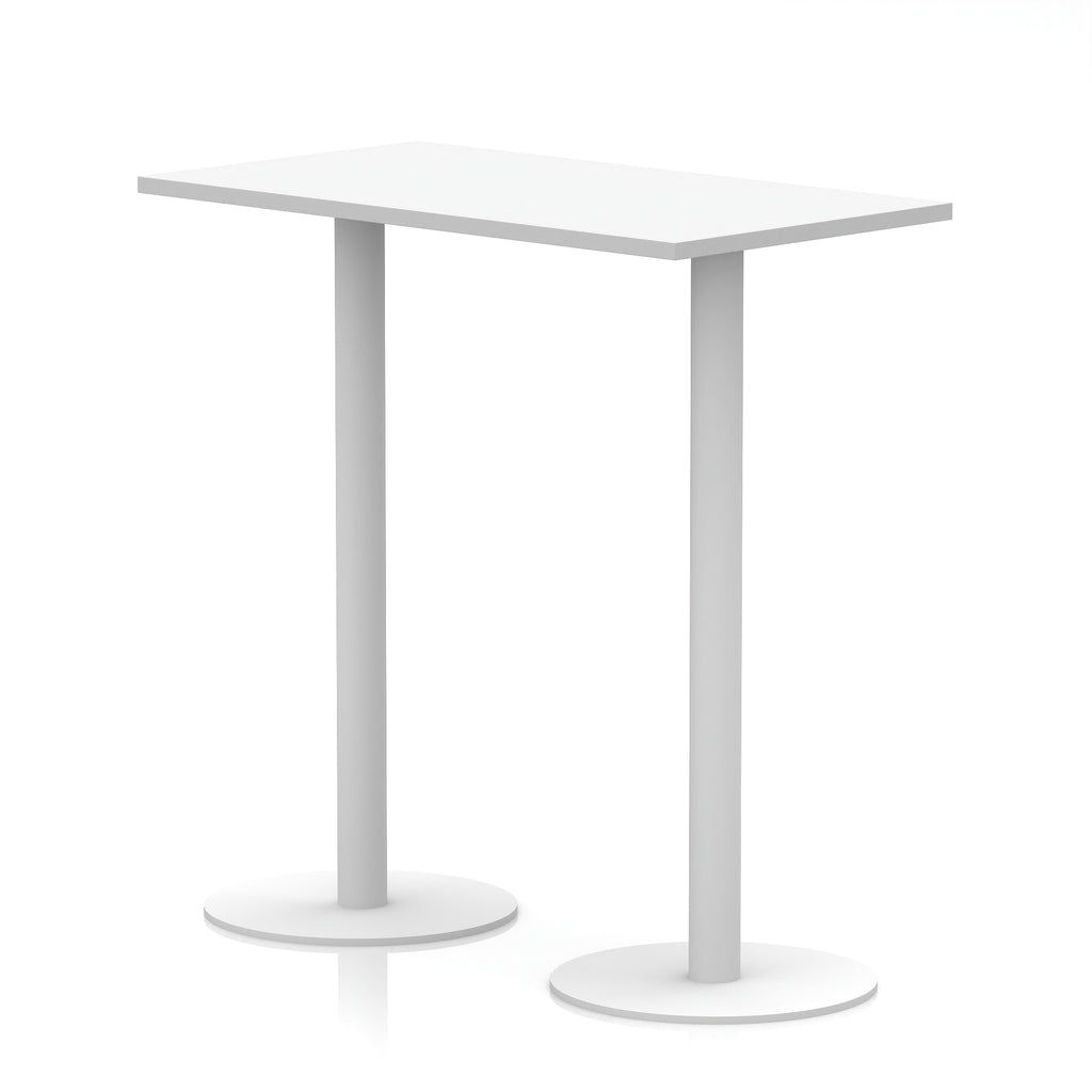 White rectangular high table with a minimalist design on a white background