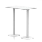 White rectangular high table with a minimalist design on a white background