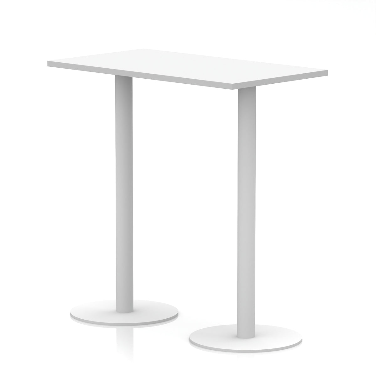 White rectangular high table with a minimalist design on a white background