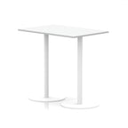 White high table with a minimalist design on a white background