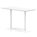 White rectangular high table with metal legs on a white background