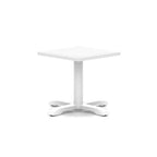 White square coffee table with a modern base on a white background
