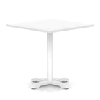 White table with a square top and four legs on a white background