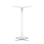White high table with a square top and four legs on a white background