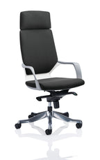 Black office chair with high backrest on a white background