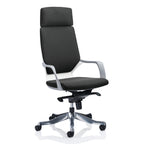Black office chair with high backrest on a white background