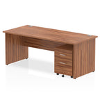 Bundle wood-effect office desk with a mobile 2-drawer pedestal on a white background