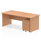 Bundle wood-effect office desk with a mobile 2-drawer pedestal on a white background