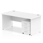 Bundle white office desk with a mobile 3-drawer pedestal on a white background